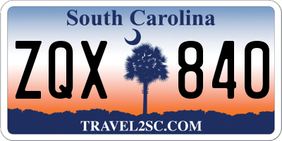SC license plate ZQX840