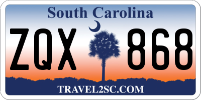 SC license plate ZQX868