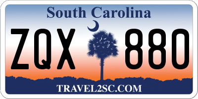 SC license plate ZQX880