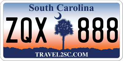 SC license plate ZQX888