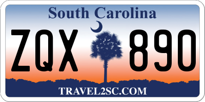 SC license plate ZQX890