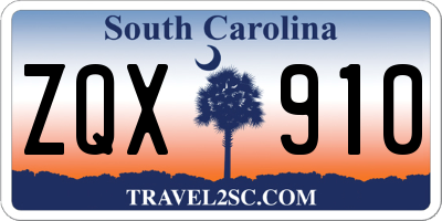 SC license plate ZQX910