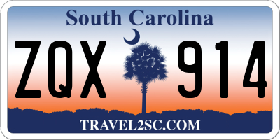 SC license plate ZQX914