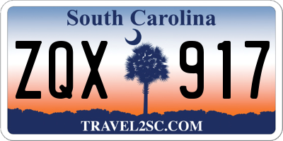 SC license plate ZQX917