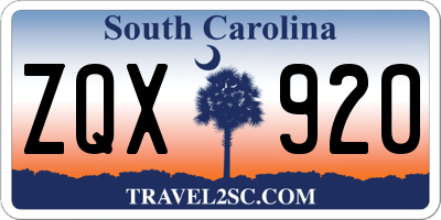 SC license plate ZQX920