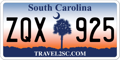 SC license plate ZQX925