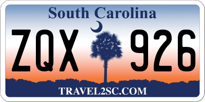SC license plate ZQX926