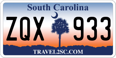 SC license plate ZQX933