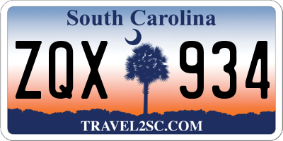 SC license plate ZQX934