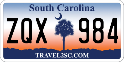 SC license plate ZQX984