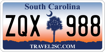 SC license plate ZQX988