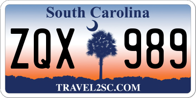 SC license plate ZQX989
