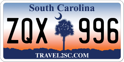 SC license plate ZQX996