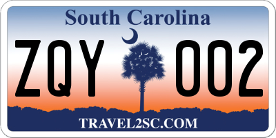 SC license plate ZQY002