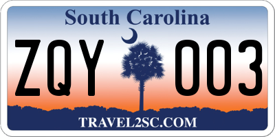 SC license plate ZQY003