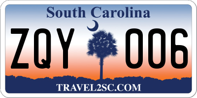 SC license plate ZQY006
