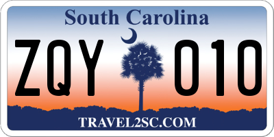 SC license plate ZQY010