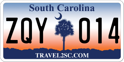 SC license plate ZQY014