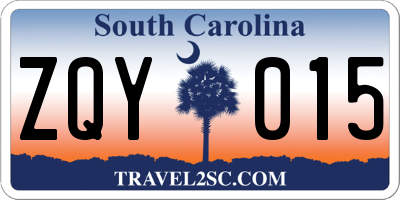 SC license plate ZQY015