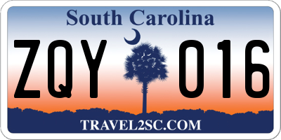 SC license plate ZQY016