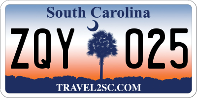 SC license plate ZQY025