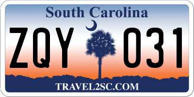 SC license plate ZQY031