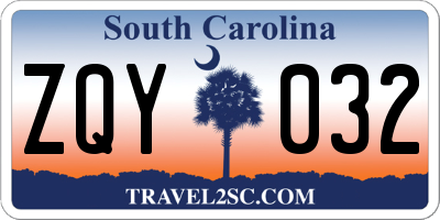 SC license plate ZQY032