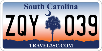 SC license plate ZQY039