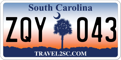 SC license plate ZQY043