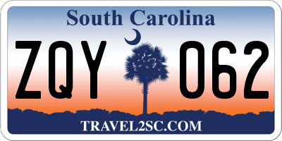 SC license plate ZQY062