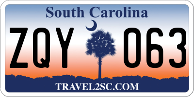 SC license plate ZQY063