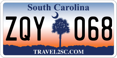 SC license plate ZQY068