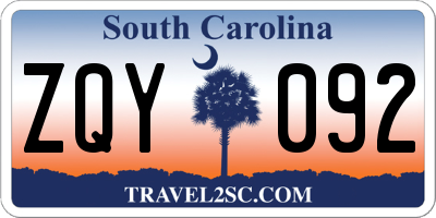SC license plate ZQY092