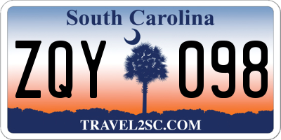 SC license plate ZQY098