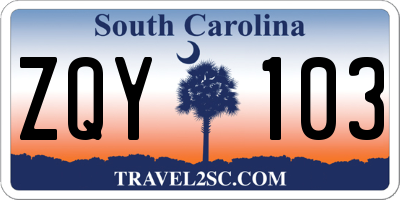 SC license plate ZQY103
