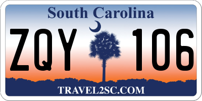 SC license plate ZQY106