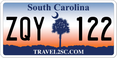 SC license plate ZQY122