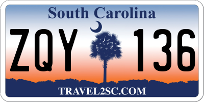 SC license plate ZQY136