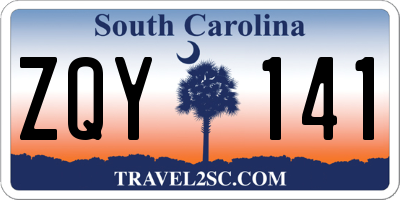 SC license plate ZQY141