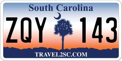 SC license plate ZQY143