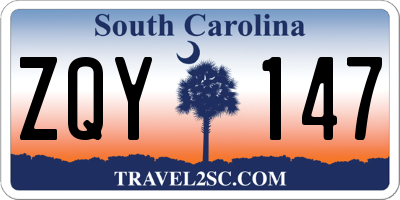 SC license plate ZQY147