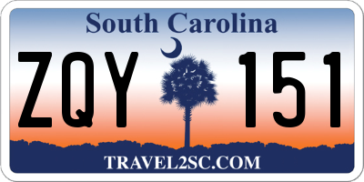 SC license plate ZQY151