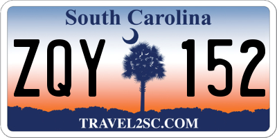 SC license plate ZQY152