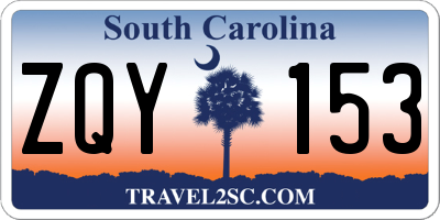 SC license plate ZQY153