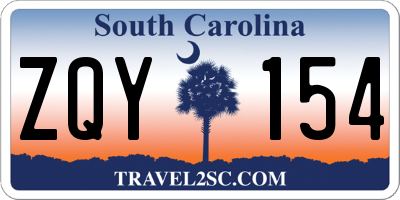 SC license plate ZQY154
