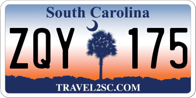 SC license plate ZQY175