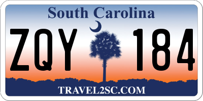 SC license plate ZQY184