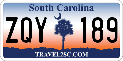 SC license plate ZQY189