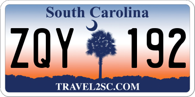 SC license plate ZQY192