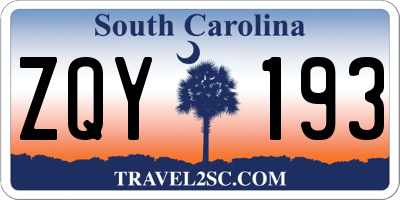 SC license plate ZQY193